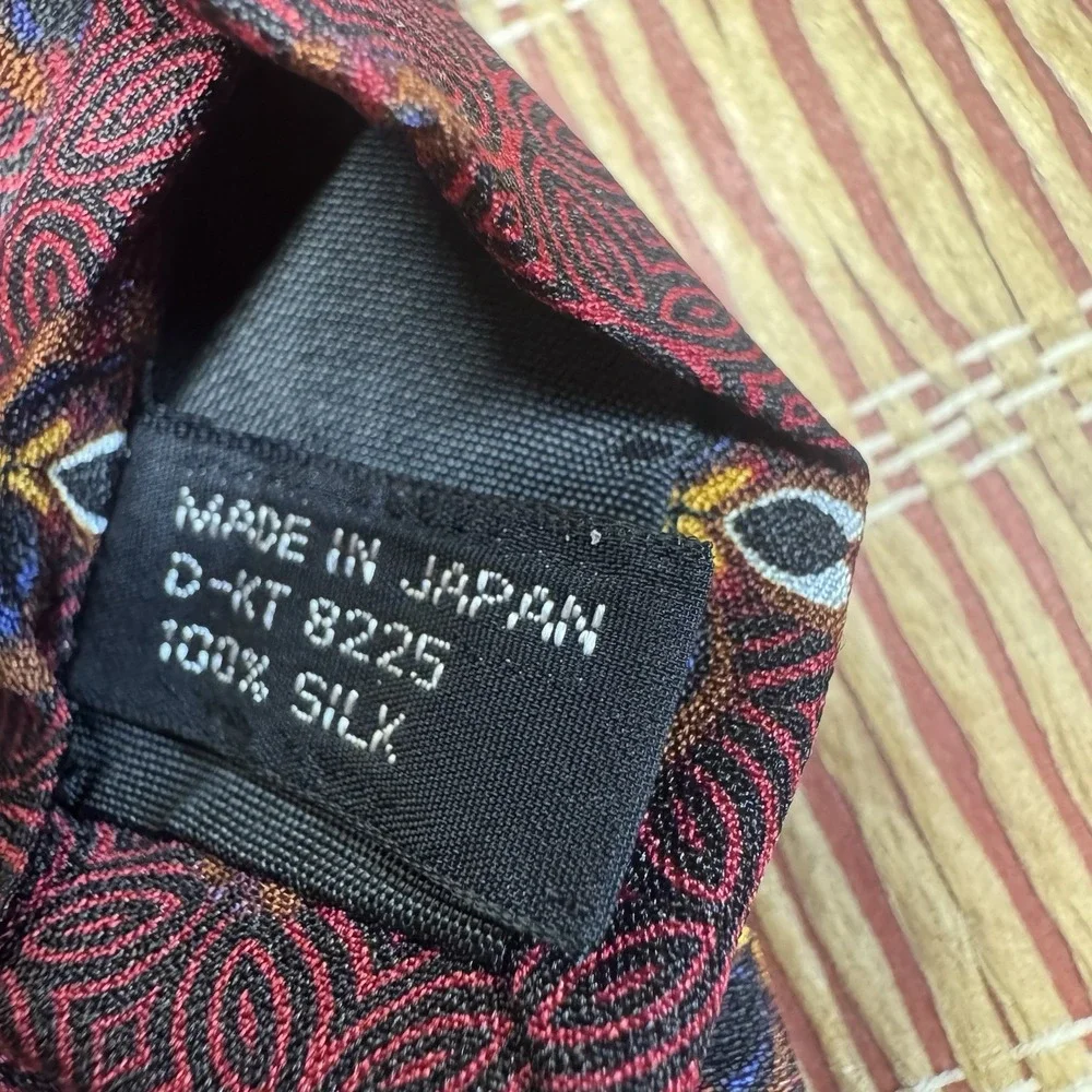 JHANE BARNES Men's 100% Silk Necktie JAPAN Designer Geometric Multi-Color EUC
